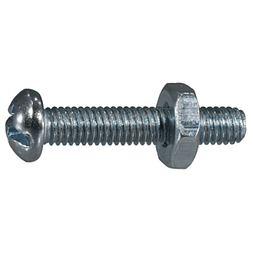 10-32 x 1" Combo Round Head, Machine Screw, Zinc (Bulk Box 8 pc)