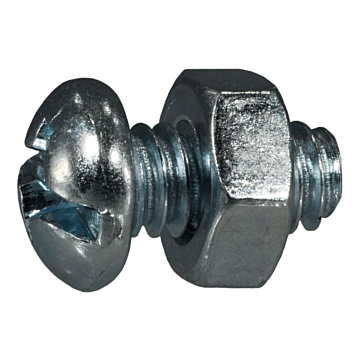 1/4"-20 x 1/2" Combo Round Head, Machine Screw, Zinc (Bulk Box 6 pc)