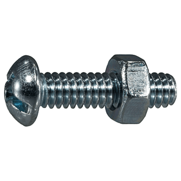 1/4"-20 x 1" Combo Round Head, Machine Screw, Zinc (Bulk Box 5 pc)