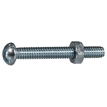 1/4"-20 x 2" Combo Round Head, Machine Screw, Zinc (Bulk Box 4 pc)