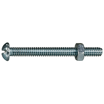 1/4"-20 x 2-1/2" Combo Round Head, Machine Screw, Zinc (Bulk Box 4 pc)