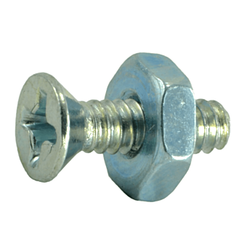 6-32 x 1/2" Phillips Flat Head, Machine Screw, Zinc (Bulk Box 10 pc)