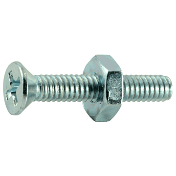 8-32 x 1" Phillips Flat Head, Machine Screw, Zinc (Bulk Box 8 pc)