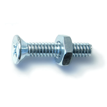 10-24 x 1" Phillips Flat Head, Machine Screw, Zinc (Bulk Box 8 pc)