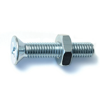 10-32 x 1" Phillips Flat Head, Machine Screw, Zinc (Bulk Box 8 pc)