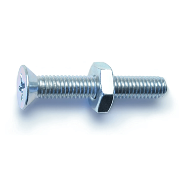 10-32 x 1-1/4" Phillips Flat Head, Machine Screw, Zinc (Bulk Box 8 pc)