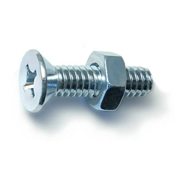 1/4"-20 x 1" Phillips Flat Head, Machine Screw, Zinc (Bulk Box 5 pc)