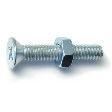 1/4"-20 x 1-1/2" Phillips Flat Head, Machine Screw, Zinc (Bulk Box 4 pc)