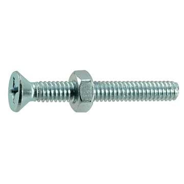 1/4"-20 x 2" Phillips Flat Head, Machine Screw, Zinc (Bulk Box 4 pc)