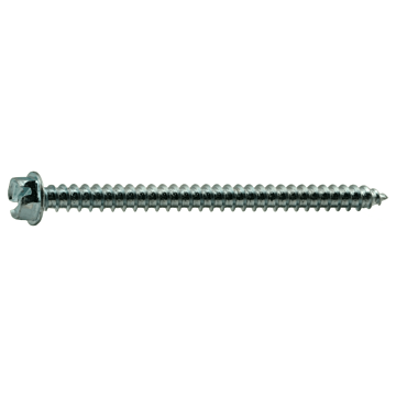 #12 x 3" Slotted Hex Washer Head, Sheet Metal Screw, Zinc (Bulk Box 3 pk)