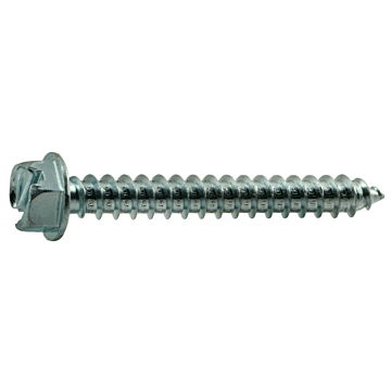 #14 x 2" Slotted Hex Washer Head, Sheet Metal Screw, Zinc (Bulk Box 3 pk)