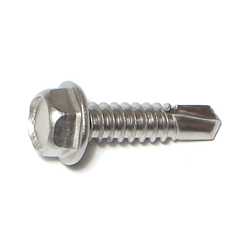 #14 x 1" Hex Washer Head, Self-Drilling Screw, Stainless Steel (Bulk Box 4 pc)