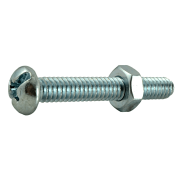 1/4"-20 x 1-3/4" Combo Round Head, Machine Screw, Zinc (Bulk Box 6 pc)