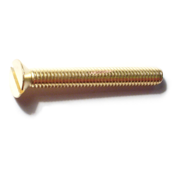 5/16"-18 x 2-1/2" Slotted Flat Head, Machine Screw, Brass 