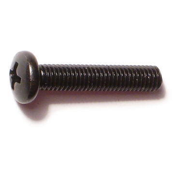 10-32 x 1" Phillips Pan Head, Machine Screw, Black 