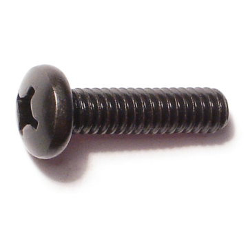 1/4"-20 x 1" Phillips Pan Head, Machine Screw, Black 