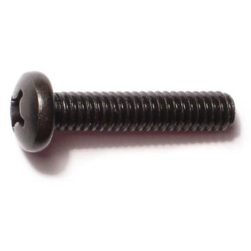 1/4"-20 x 1-1/4" Phillips Pan Head, Machine Screw, Black 