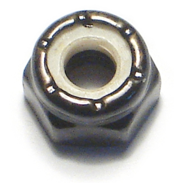 10-32 Nylon Lock Nut Fine Thread, Black Oxide, Black 