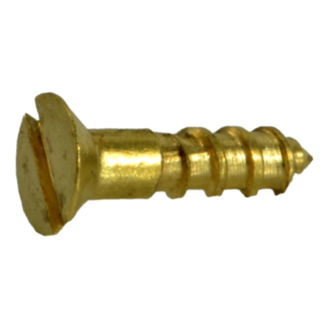 #0 x 1/4" Slotted Flat Head, Wood Screw, Brass 