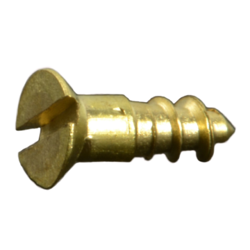 #1 x 1/4" Slotted Flat Head, Wood Screw, Brass 