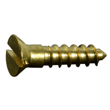 #2 x 3/8" Slotted Flat Head, Wood Screw, Brass 