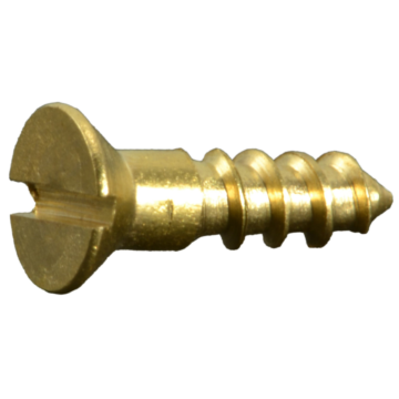 #3 x 3/8" Slotted Flat Head, Wood Screw, Brass 