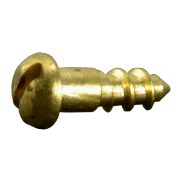 #1 x 1/4" Slotted Round Head, Wood Screw, Brass 