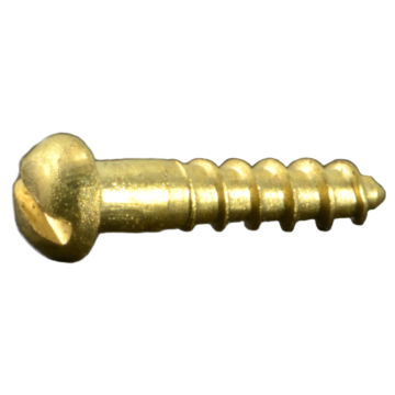#1 x 3/8" Slotted Round Head, Wood Screw, Brass 