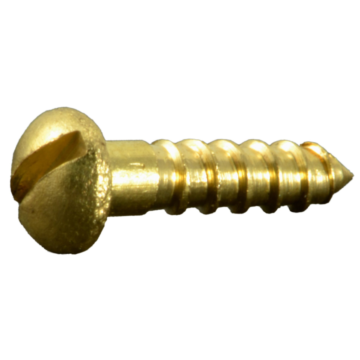#2 x 3/8" Slotted Round Head, Wood Screw, Brass 