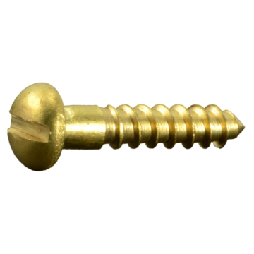#3 x 1/2" Slotted Round Head, Wood Screw, Brass 