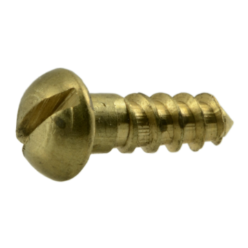 #4 x 3/8" Slotted Round Head, Wood Screw, Brass 