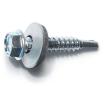 #12 x 1-1/4" Hex Seal Washer Head, Self-Drilling Screw, Zinc (Bulk Box 1 lb)