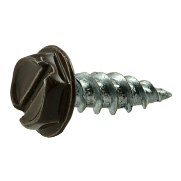 #7 x 1/2" Slotted Hex Washer Head, Gutter Screw, Zinc, Brown (Bulk Box 1 lb)