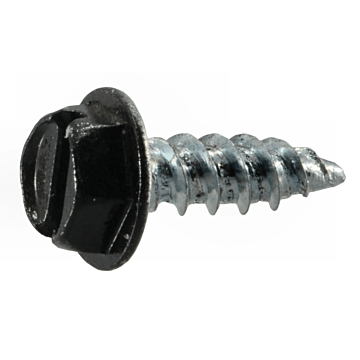 #7 x 1/2" Slotted Hex Washer Head, Gutter Screw, Zinc, Black (Bulk Box 1 lb)