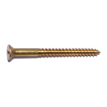 #12 x 2-1/2" Slotted Flat Head, Wood Screw, Brass 