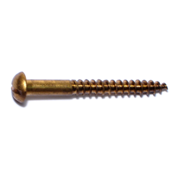 #12 x 2" Slotted Round Head, Wood Screw, Brass 