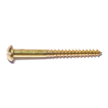 #12 x 2-1/2" Slotted Round Head, Wood Screw, Brass 