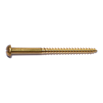#12 x 3" Slotted Round Head, Wood Screw, Brass 