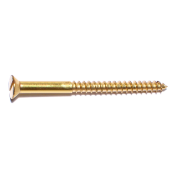 #10 x 2-1/2" Slotted Flat Head, Wood Screw, Brass 