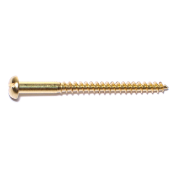 #10 x 2-1/2" Slotted Round Head, Wood Screw, Brass 
