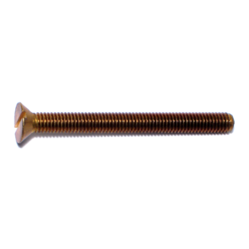 10-32 x 2" Slotted Flat Head, Machine Screw, Brass 