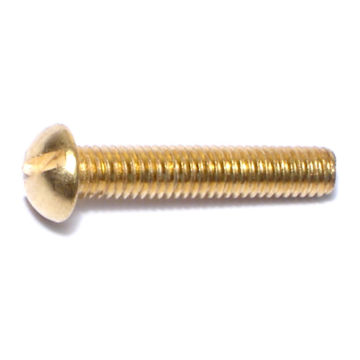 10-32 x 1" Slotted Round Head, Machine Screw, Brass 