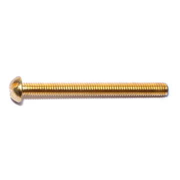 10-32 x 2" Slotted Round Head, Machine Screw, Brass 