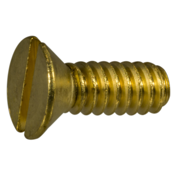 10-24 x 1/2" Slotted Flat Head, Machine Screw, Brass 