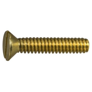 10-24 x 1" Slotted Flat Head, Machine Screw, Brass 