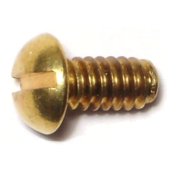 10-24 x 3/8" Slotted Round Head, Machine Screw, Brass 