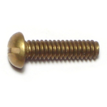 10-24 x 3/4" Slotted Round Head, Machine Screw, Brass 