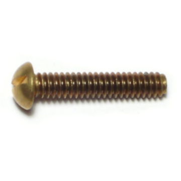 10-24 x 1" Slotted Round Head, Machine Screw, Brass 