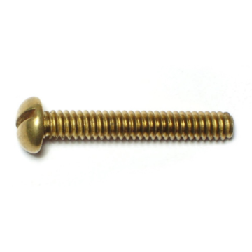 10-24 x 1-1/4" Slotted Round Head, Machine Screw, Brass 