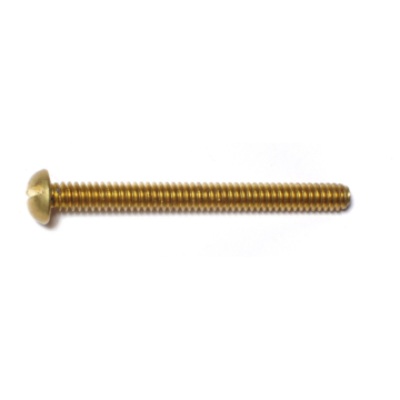 10-24 x 2" Slotted Round Head, Machine Screw, Brass 